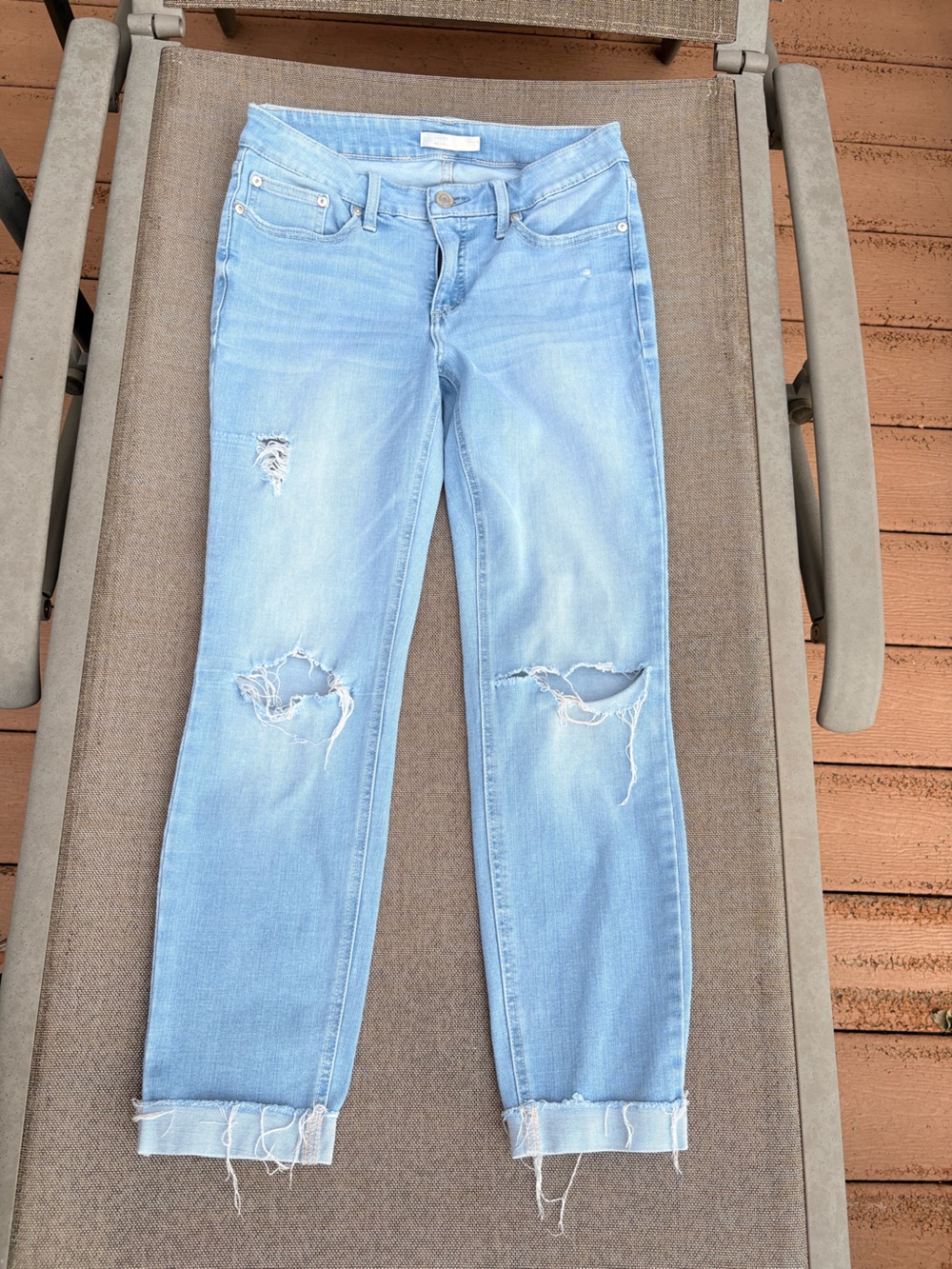 Lauren Conrad Blue Skinny Ripped Jeans Cuffed gently worn young adult size 8